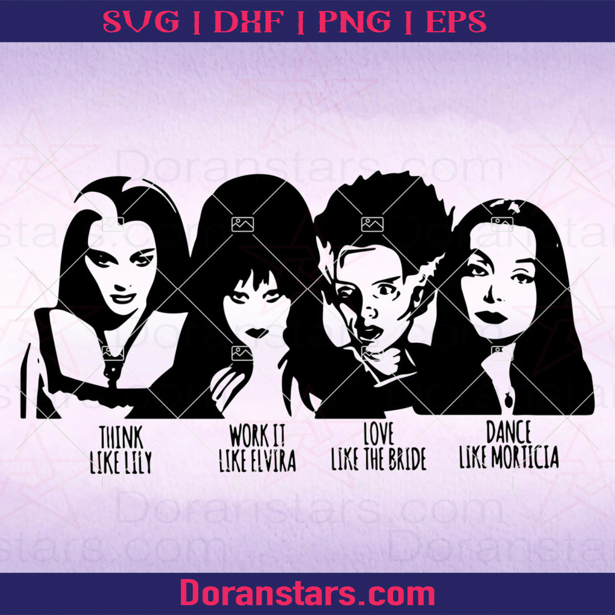 Halloween Svg The Bride of Frankenstein, Vampira Elvira, Lily Munster, Morticia Addams svg Halloween SVG cut file for Cricut