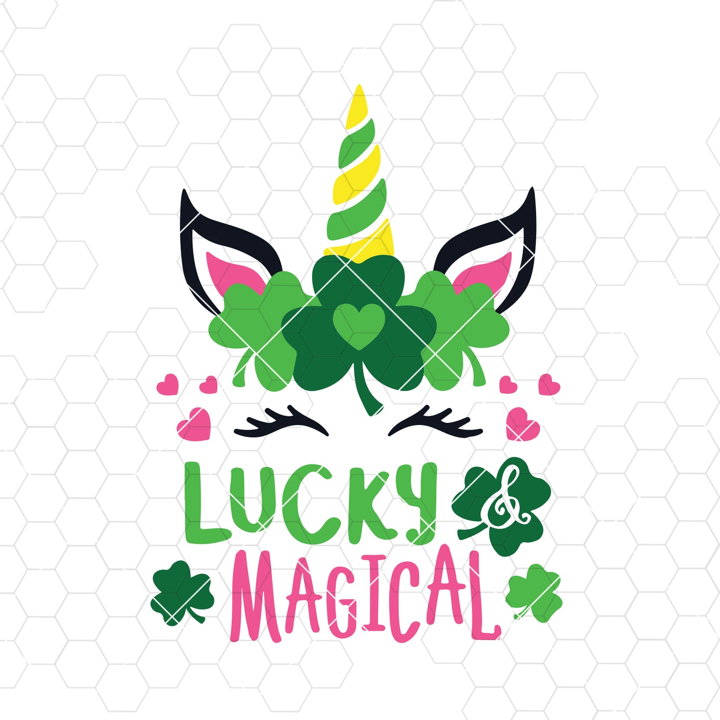 Lucky and Magical Svg, St. Patrick's Day Svg, Unicorn Svg Dxf Png, Lucky Svg, Shamrock Svg, Kids Shirt Design, Silhouette, Cricut, Cut Files
