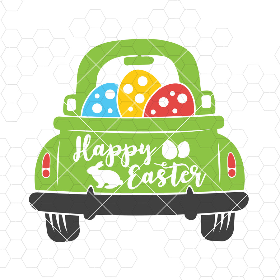 Easter svg, Easter truck svg, Truck with eggs svg, Happy Easter svg, Bunny, dxf, jpeg, png, pdf, cutting files for Silhouette Cameo, Cricut