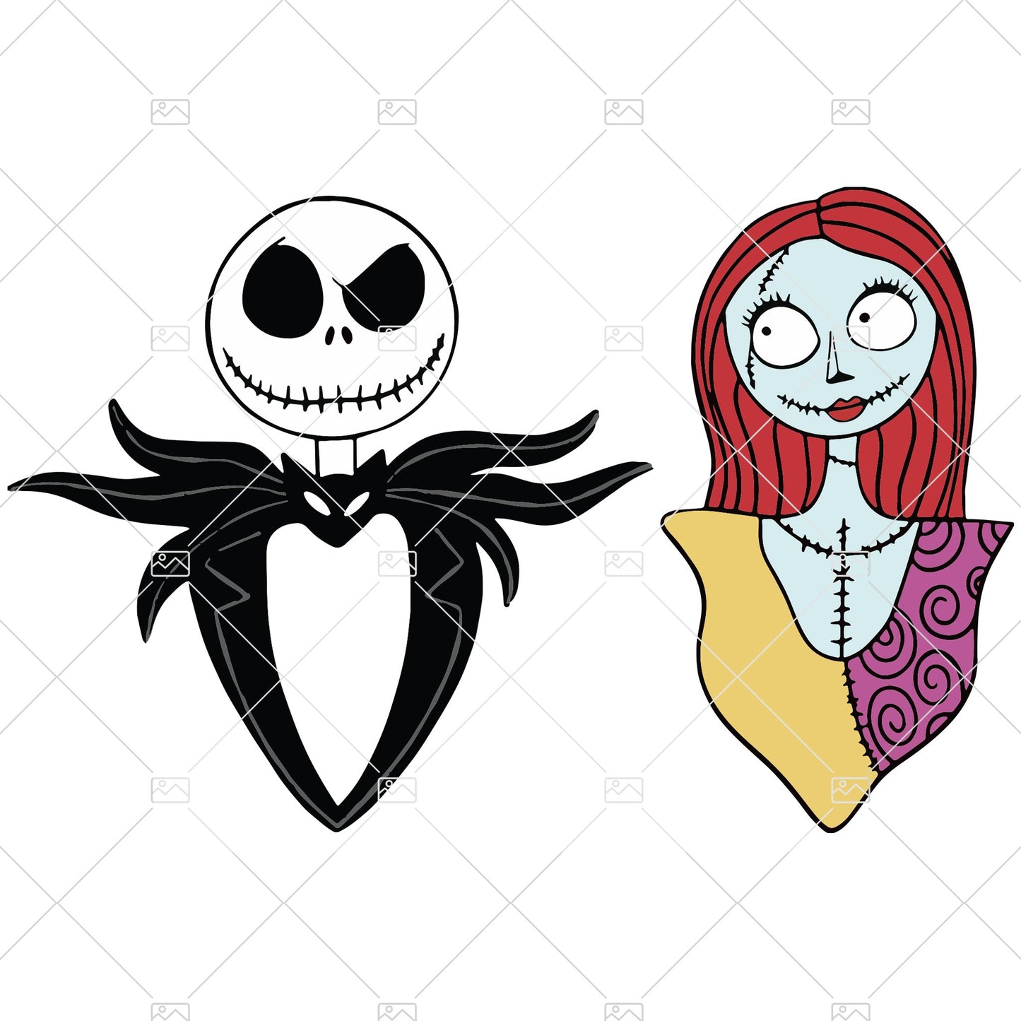 2pcs, LAYERED, Jack svg, Lock Shock Barrel svg, Jack and Sally SVG, Nightmare before Christmas svg, jack skellington svg, sally svg