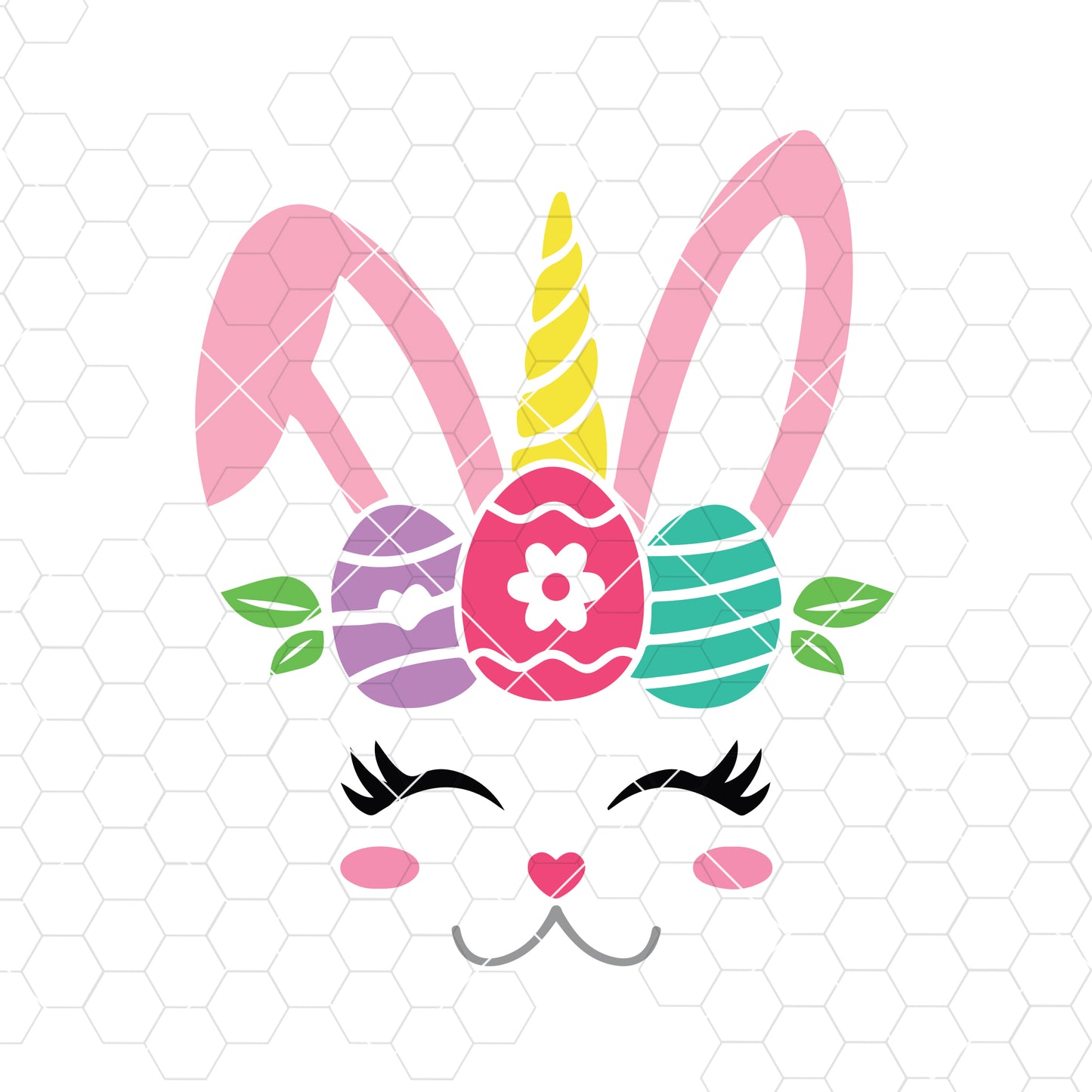 Bunny Unicorn Svg, Easter Bunny Svg, Easter Svg, Bunny Face Svg Dxf Png, Girl Bunny Clipart, Happy Easter Svg, Silhouette, Cricut, Cut Files