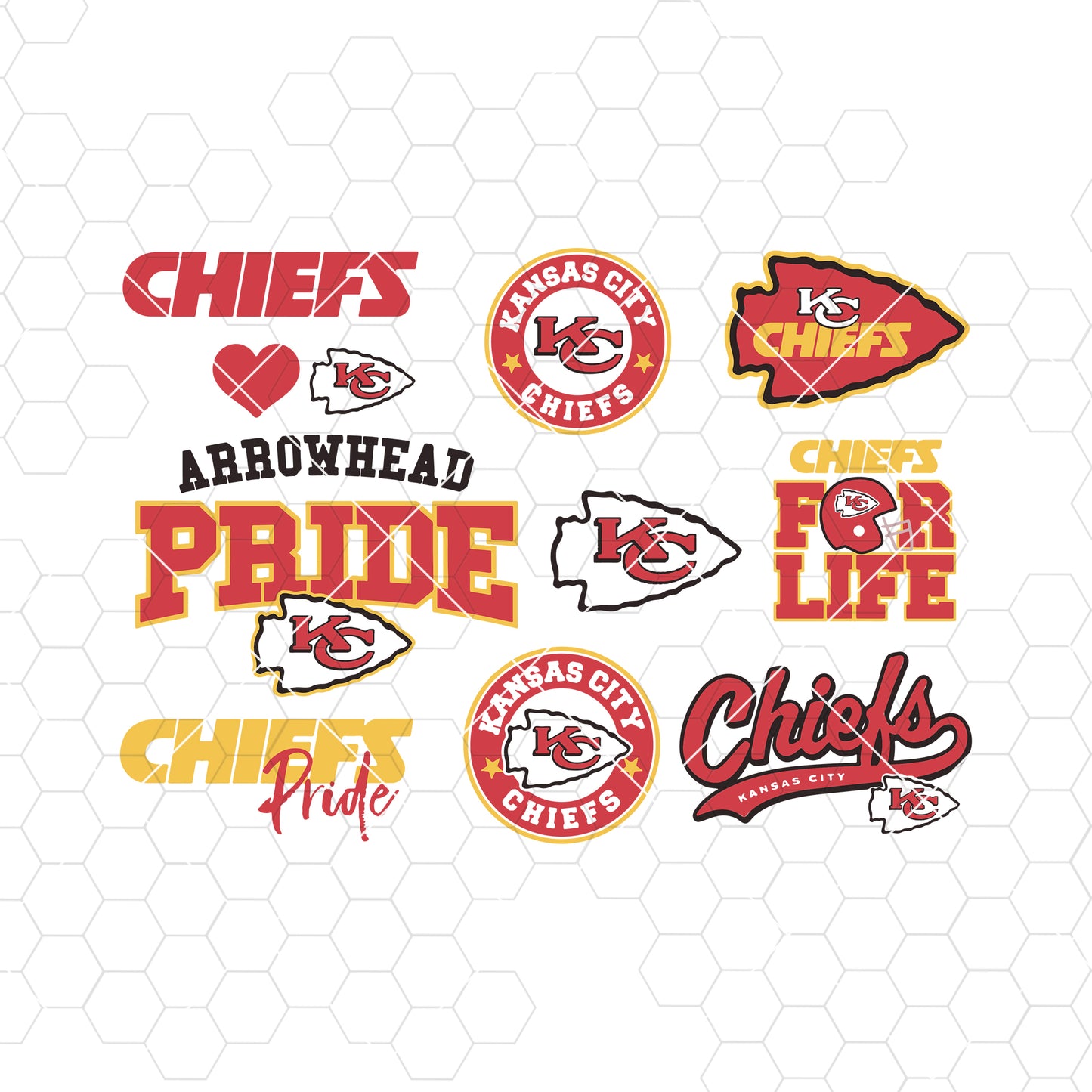 Kansas City Chiefs SVG, Kansas City Chiefs files, chiefs logo, football, silhouette cameo, cricut, cut, digital clipart, layers, png dxf ai