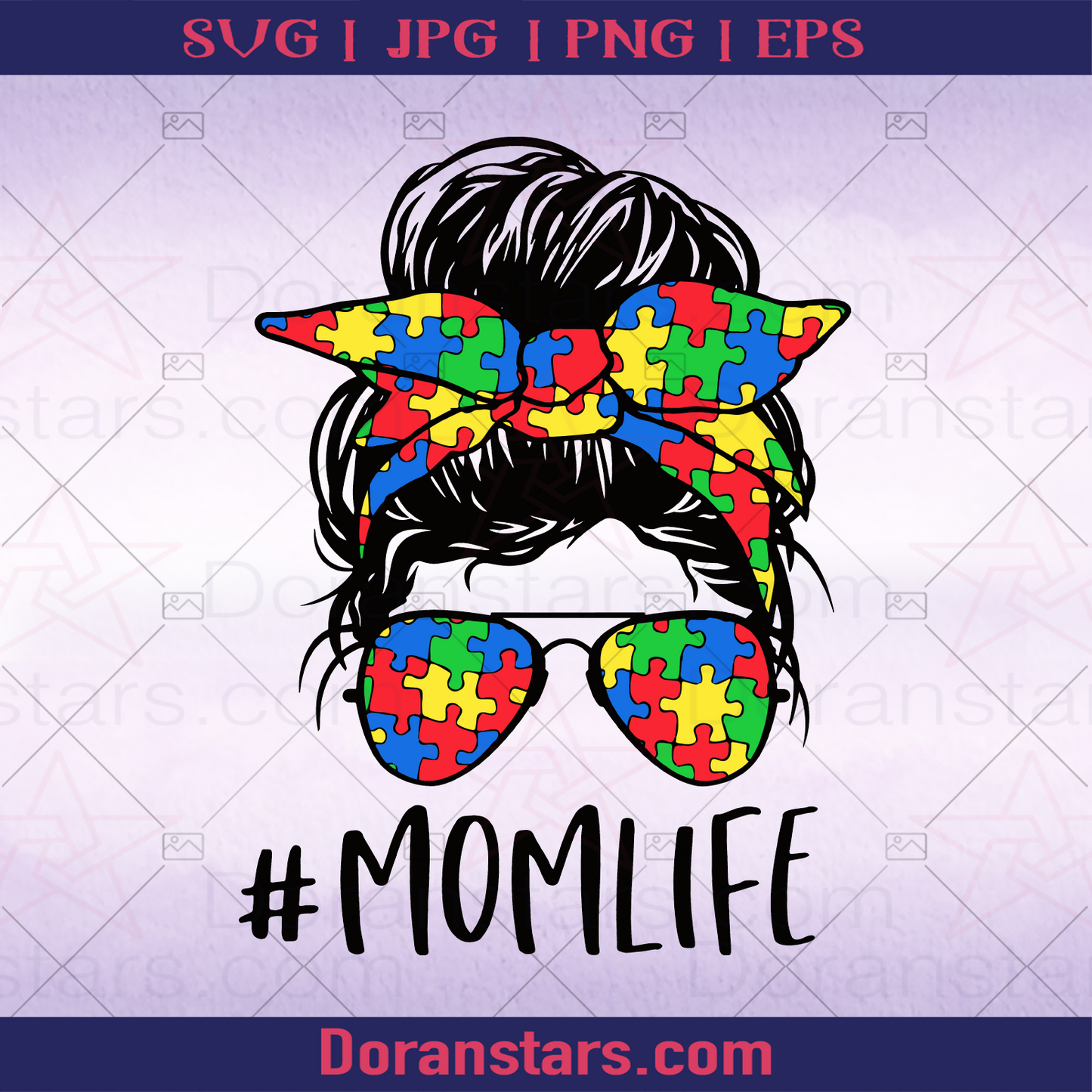 Autism Mom Mom Life, Young Mother Responsible For Autism Child logo, Svg Files For Cricut, Dxf, Eps, Png, Cricut Vector