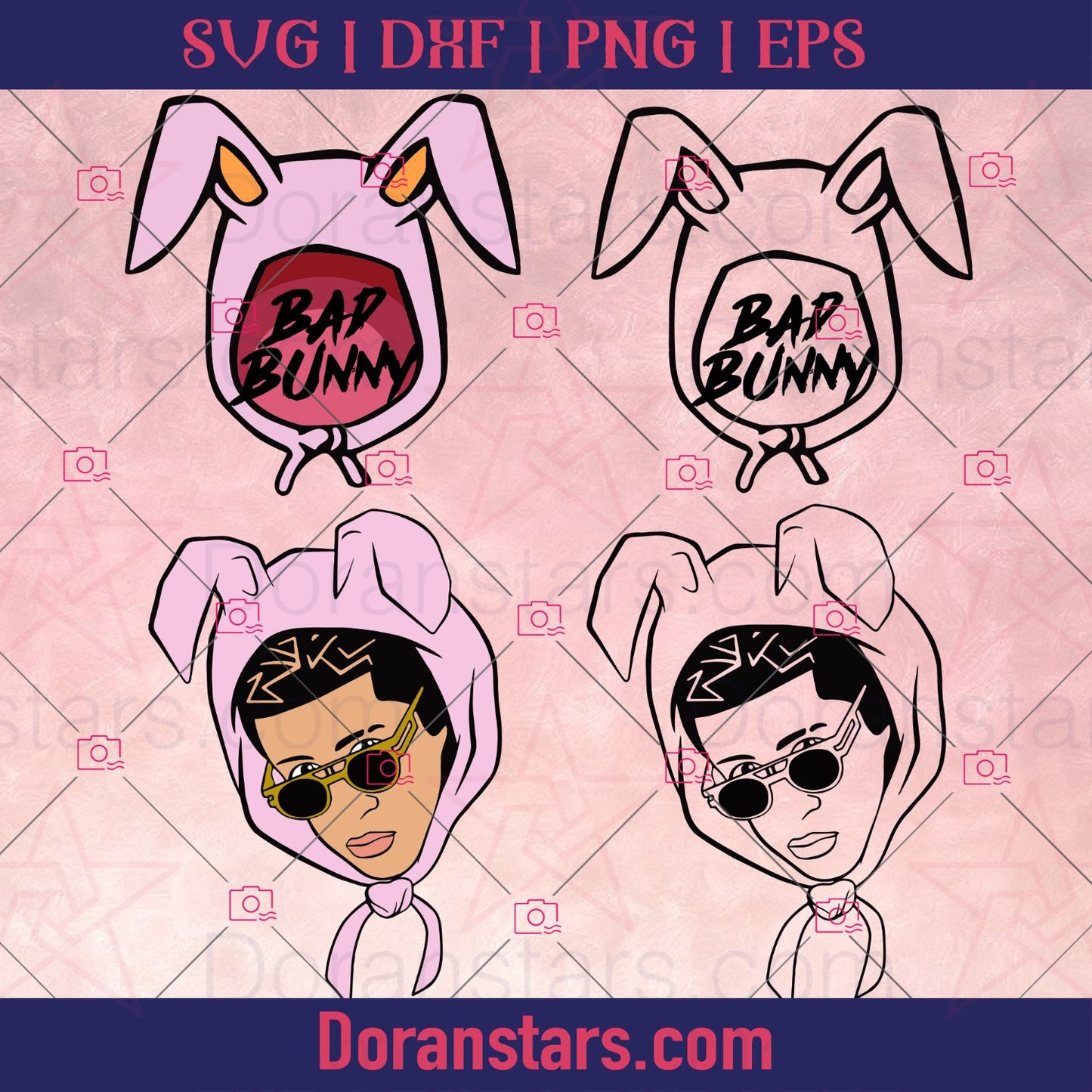 Bad Bunny Svg, Bad Bunny Silhouette Cut Files, Bad Bunny Bundle, Tshirt Files, Bad Bunny Clipart, Svg Files For Cricut, Cricut Vector - doranstars.com
