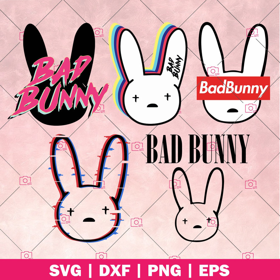 Bad bunny rabbit - Bundle logo, Svg Files For Cricut, Dxf, Eps, Png, Cricut Vector, Digital Cut Files, Vector, variety, synthwave, blurry, Noise,Old, Surpreme inspired
