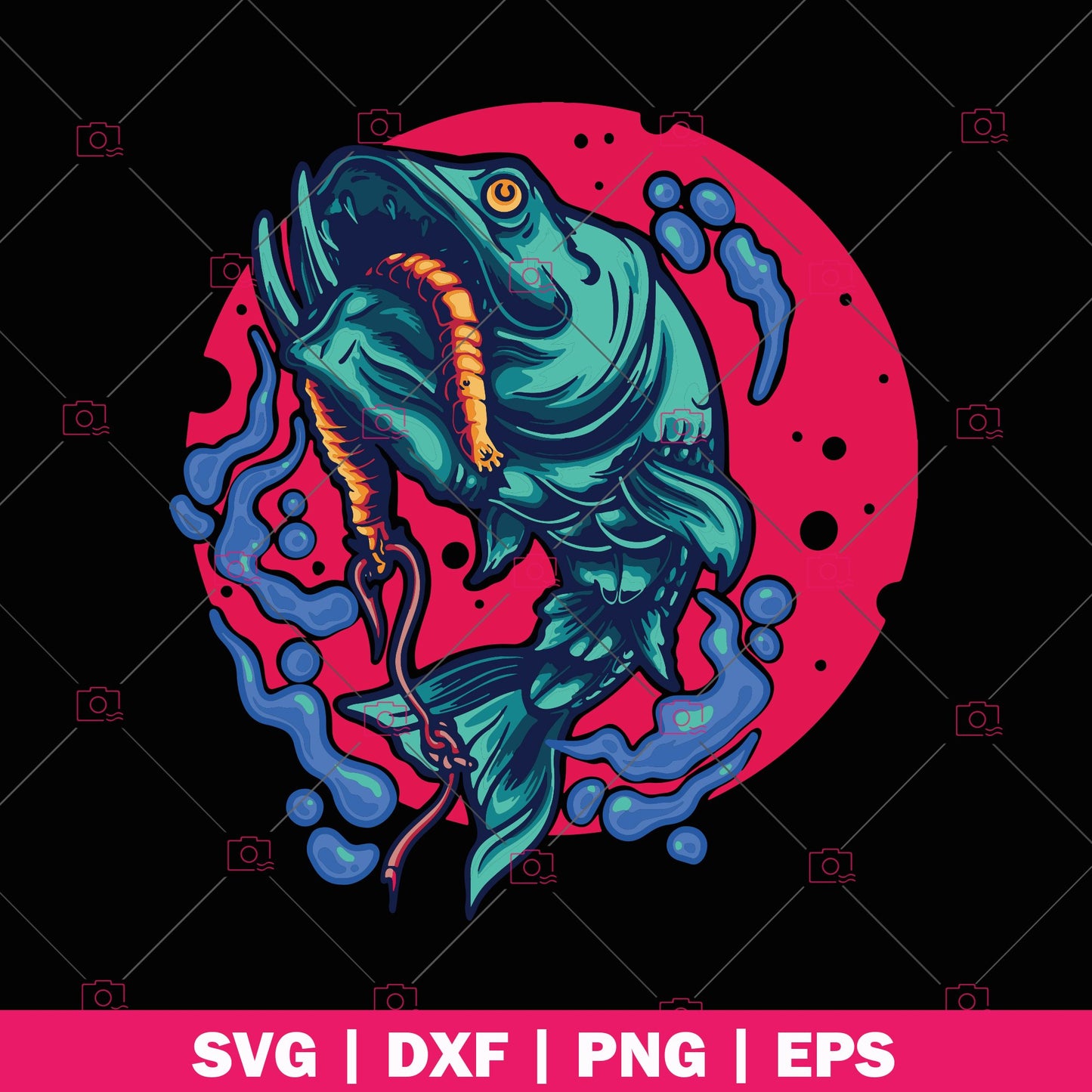 Fishing logo, Svg Files For Cricut, Dxf, Eps, Png, Cricut Vector, Digital Cut Files, Fish, Worms, Water, Summer