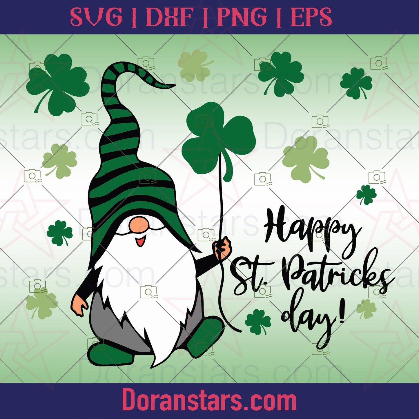 Gnome Svg Happy St. Patrick's Day - png - eps - dxf vector files for Silhouette Cameo, Cricut, clipart for DIY gifts