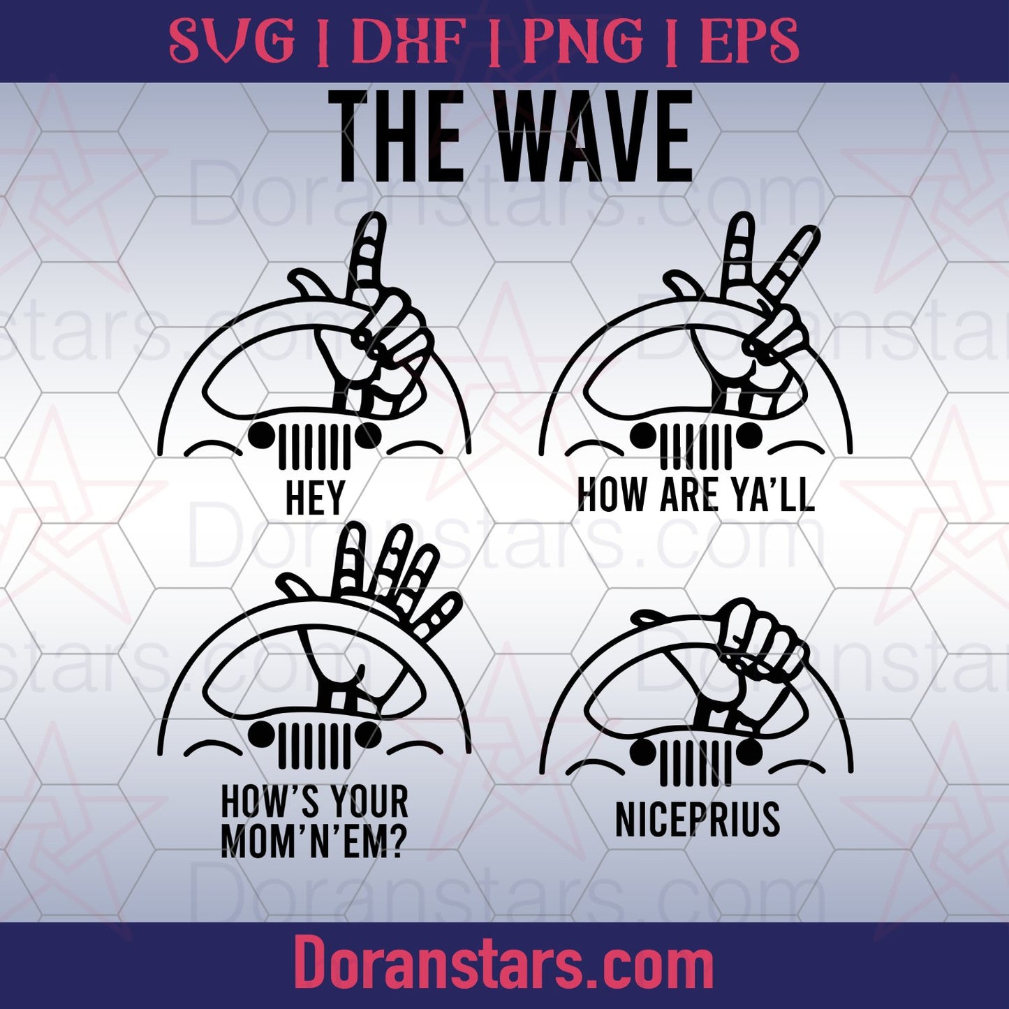 The Jeep Wave Svg - png - eps - dxf vector files for Silhouette Cameo, Cricut, clipart for DIY gifts - Doranstars.com