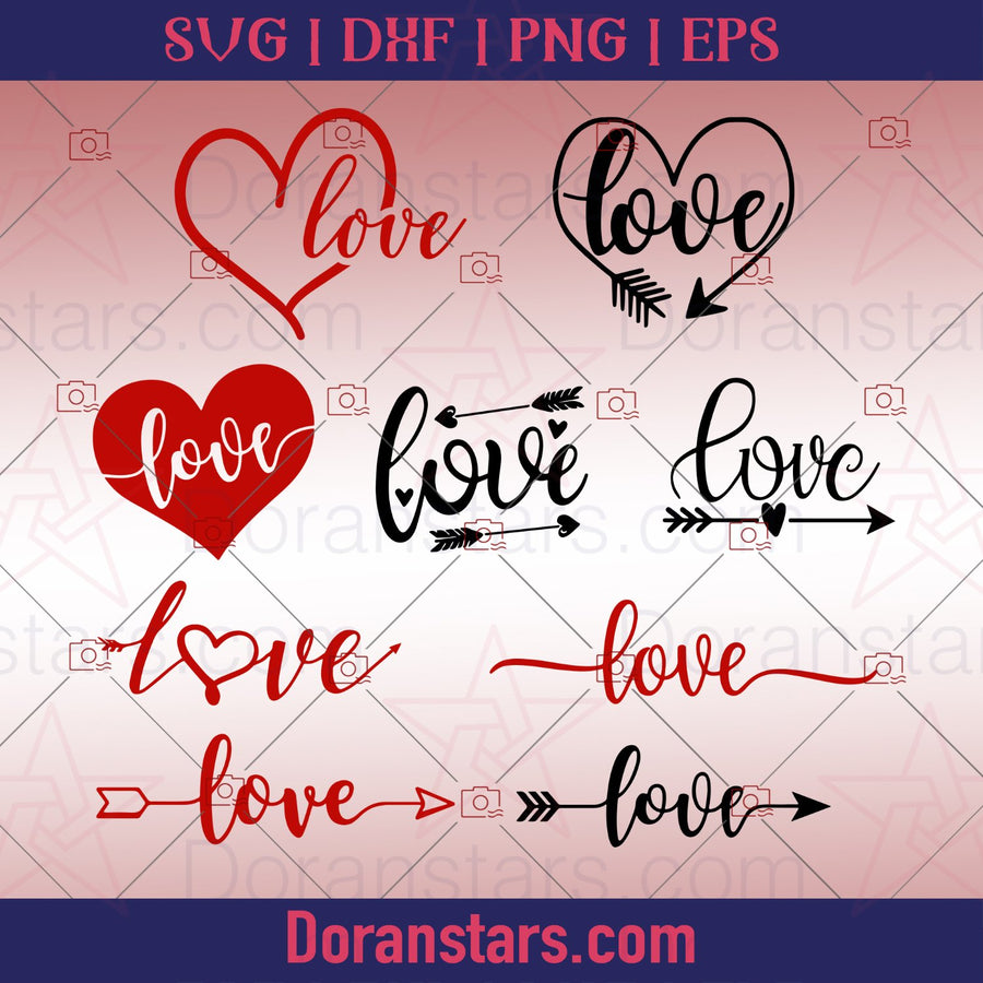 Love - Heart Shape Bundle Svg - Valentine Svg - Doranstars.com