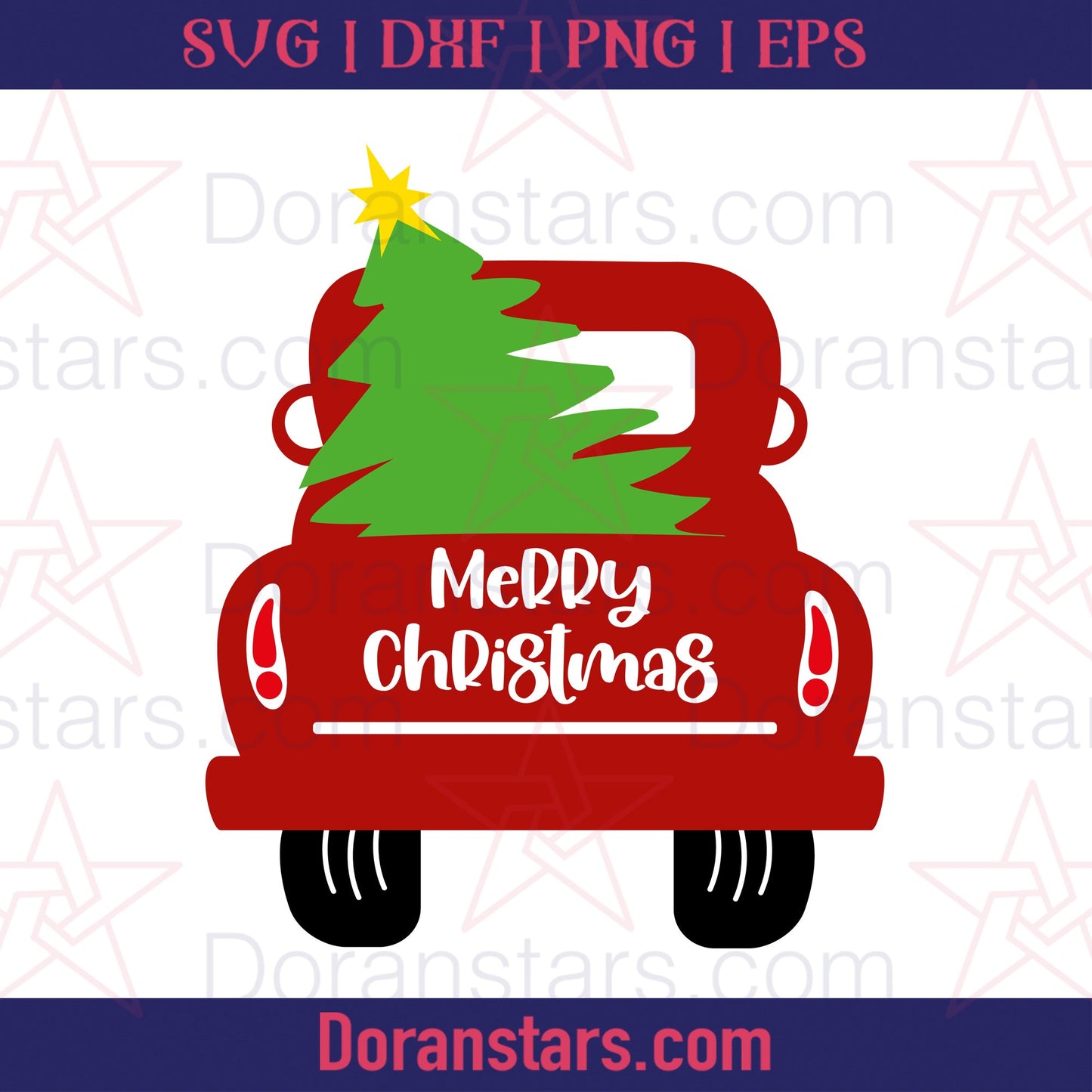 Christmas Svg, Merry Christmas Svg, Pick Up Truck Tree - Free SVG, Instant Download - Doranstars