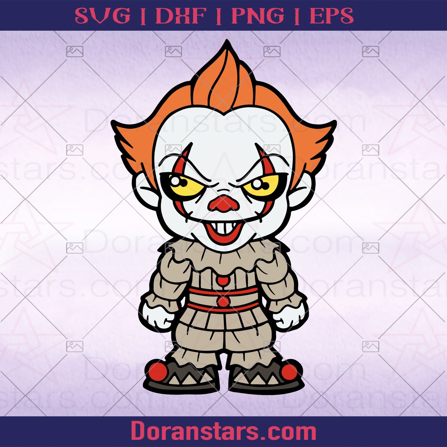 Pennywise Svg File, Pennywise Halloween Svg, Pennywise Chibi Cute, Halloween Horror Svg