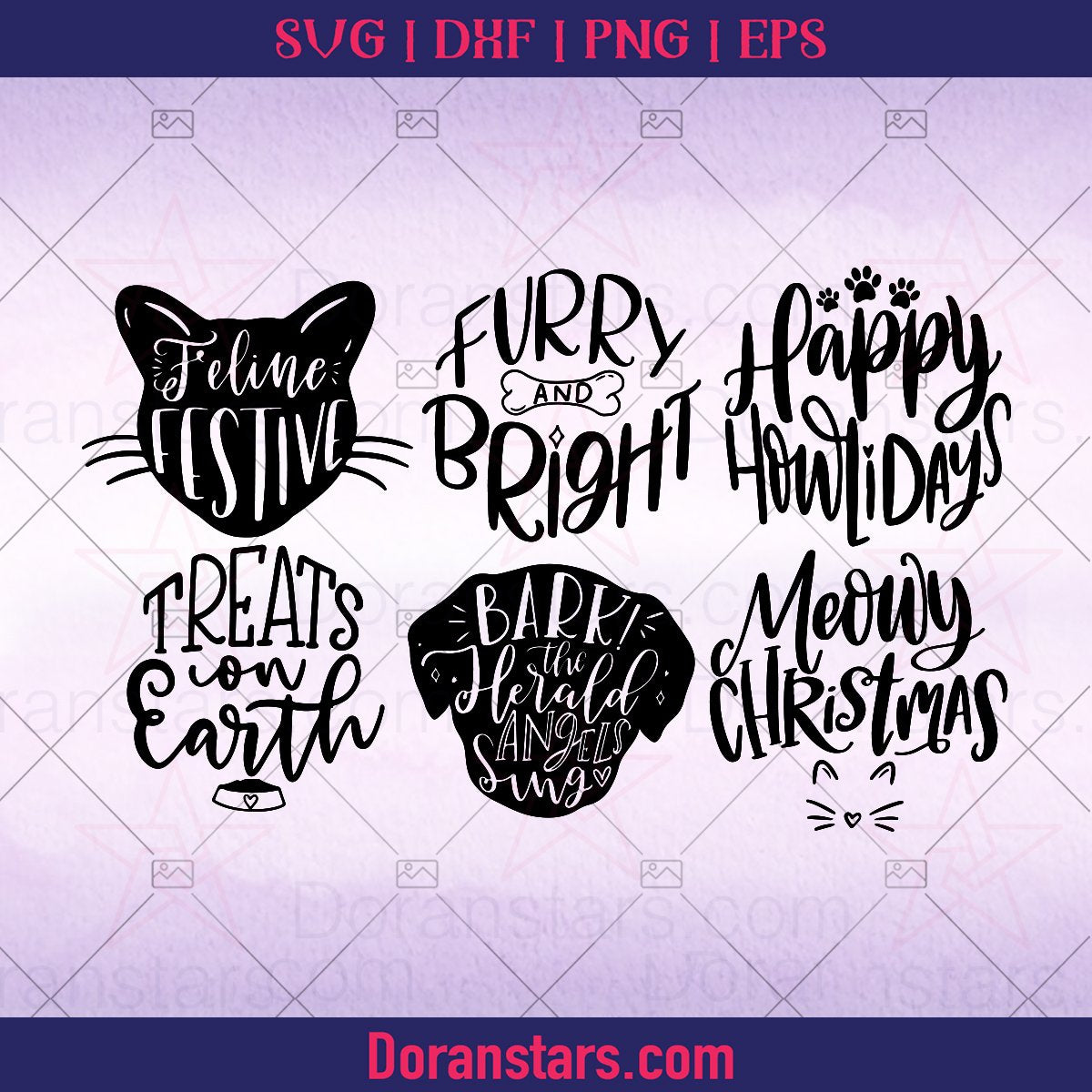 Pet christmas ornament svg bundle HAND LETTERED fur family ornament svg dog christmas ornament svg christmas svg cat christmas svg