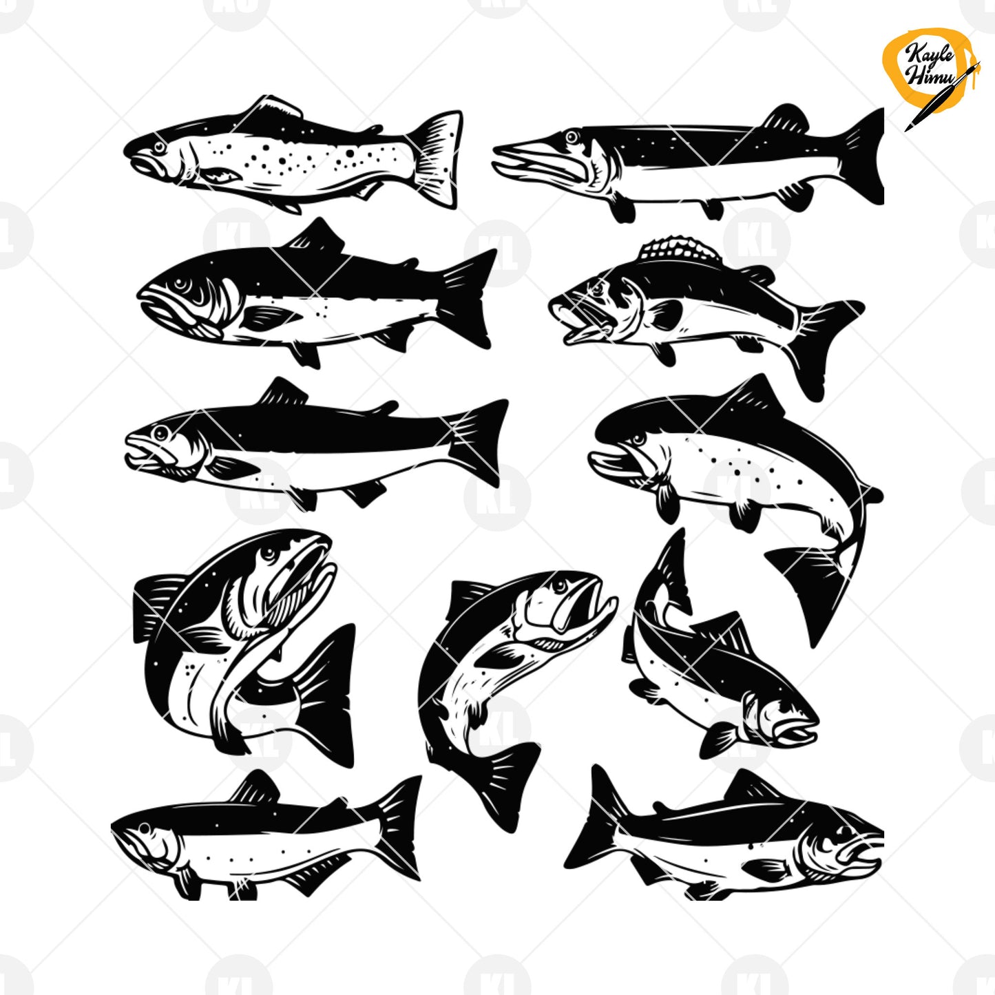 Fish Svg Bundle Digital Cut Files Svg, Dxf, Eps, Png, Cricut Vector, Digital Cut Files Download