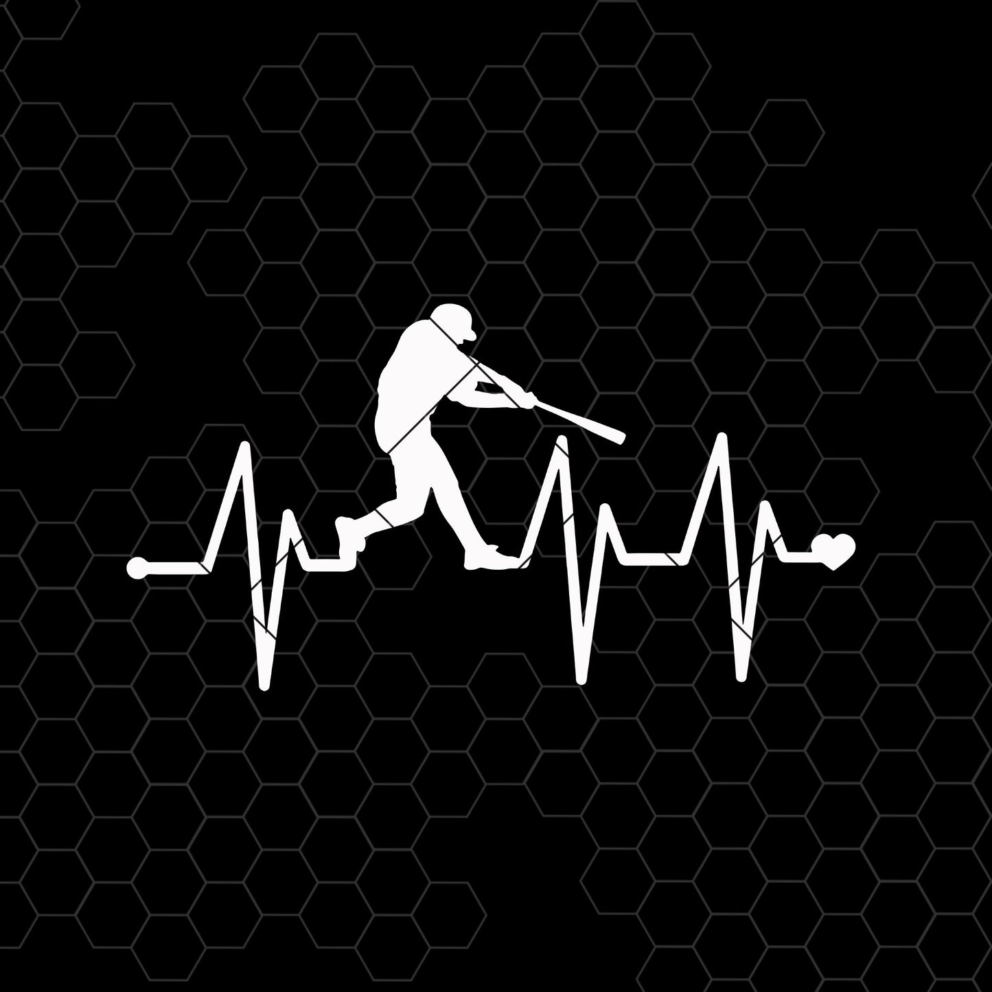 Heartbeat Baseball Digital Cut Files Svg, Dxf, Eps, Png, Cricut Vector, Digital Cut Files Download