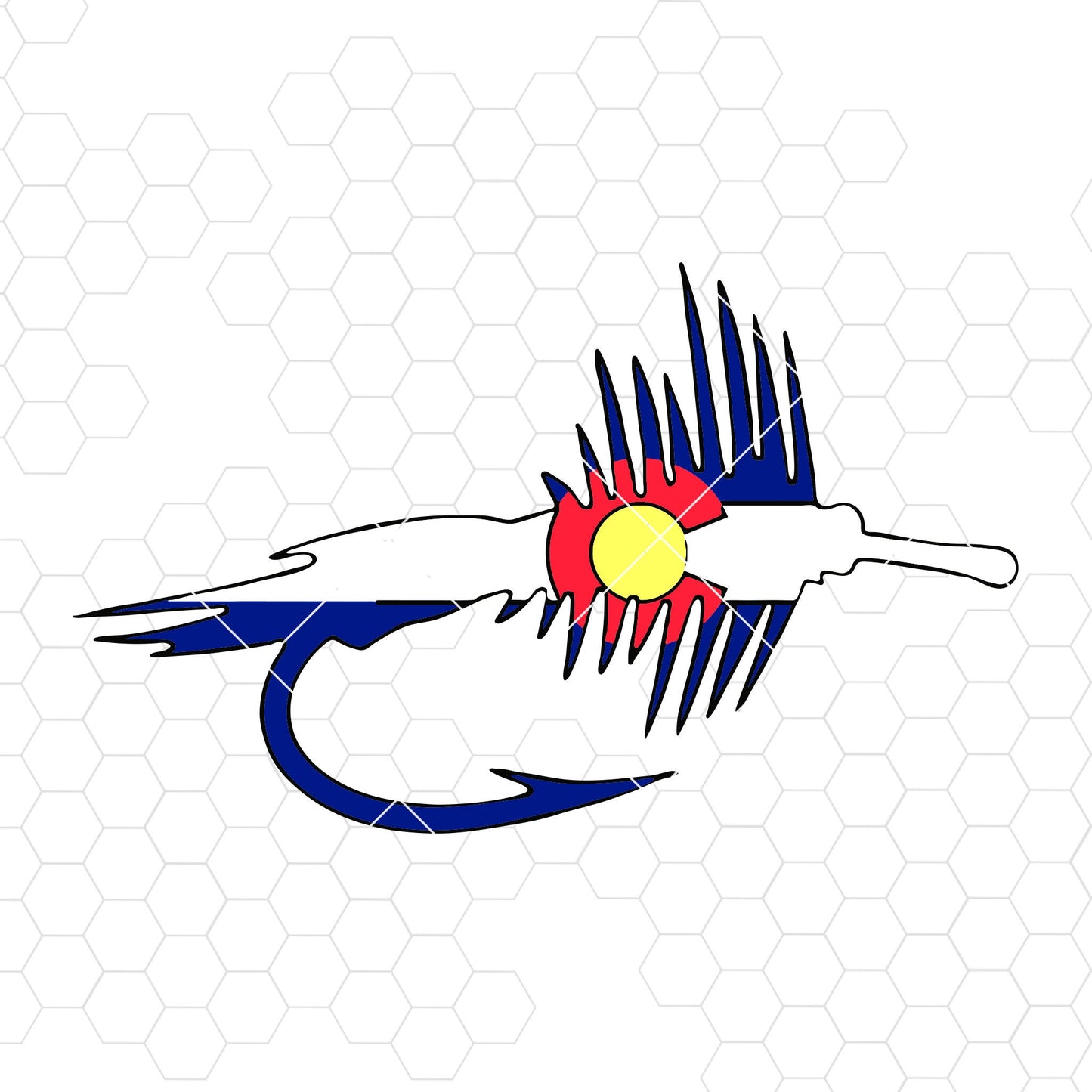 Colorado Flag Fly Fishing Lure Digital Cut Files Svg, Dxf, Eps, Png, Cricut Vector, Digital Cut Files Download