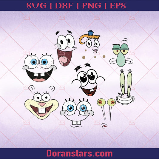 Cartoon Face Sponge Svg Png Instant Download File