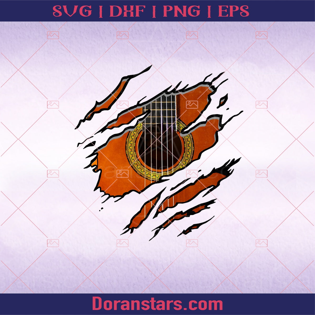 Guitar Artwork png digital download Music SVG cut file for Cricut & Silhouette by DoranStars