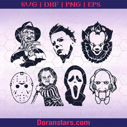 Halloween bundle svg Horror Movie Killers Bundle svg Pennywise Jason Michael Myers Scream Freddy Krueger Chucky and Jigsaw
