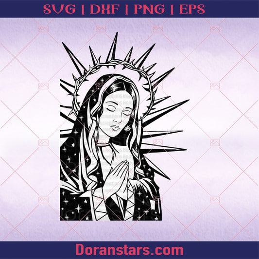 Mother Mary outline Virgen de Guadalupe svg, png, art virgencita