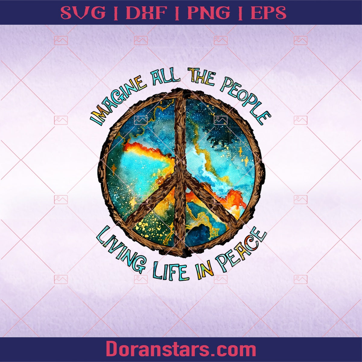 Imagine All The People Living Life In Peace png digital download SVG Design cut file for Cricut & Silhouette by DoranStars