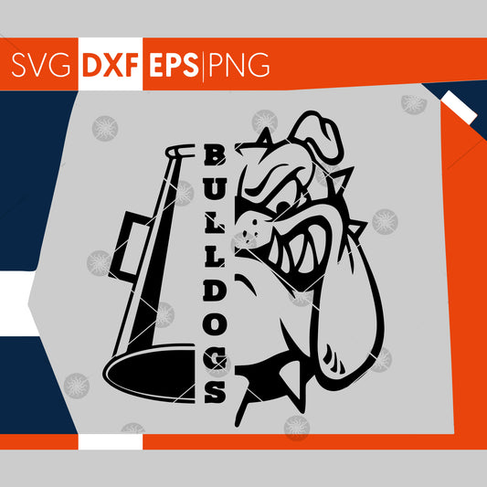 Bulldogs SVG, Cheerleading SVG, Bulldogs Cheer Svg, Bulldogs Cheer Megaphone Svg, Cricut Cut Files,Silhouette Cut