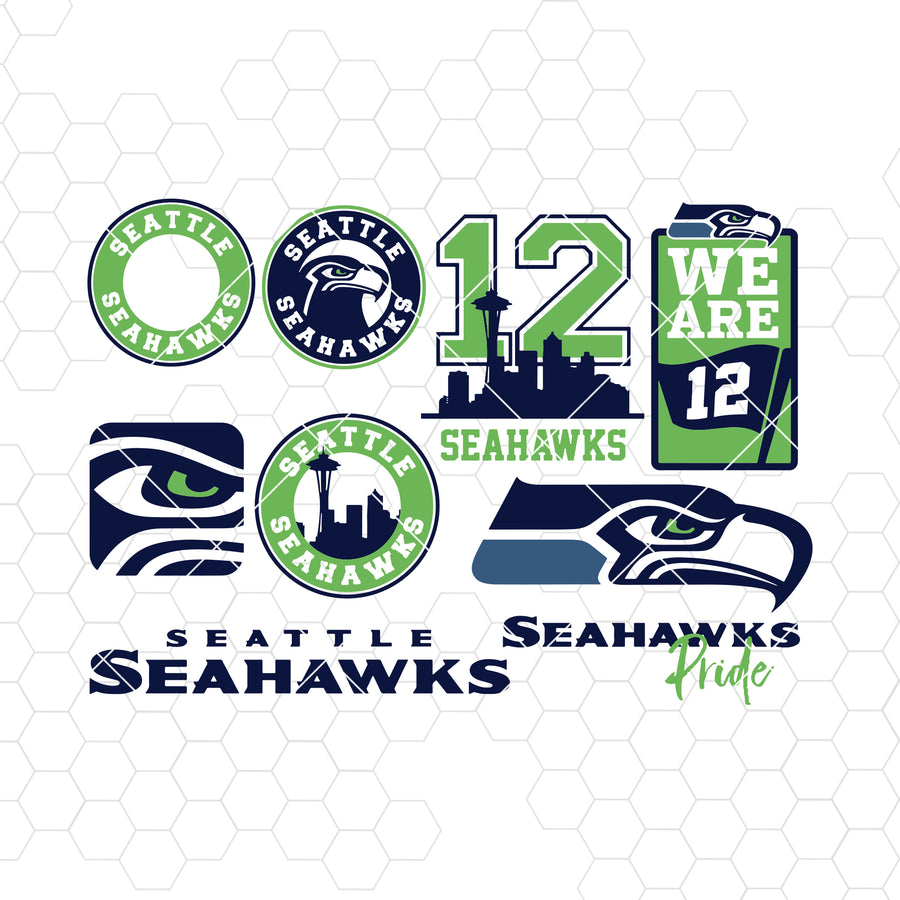 Seattle Seahawks SVG, Seattle Seahawks files, seahawks logo, football, silhouette cameo, cricut, digital clipart, layers, png dxf ai