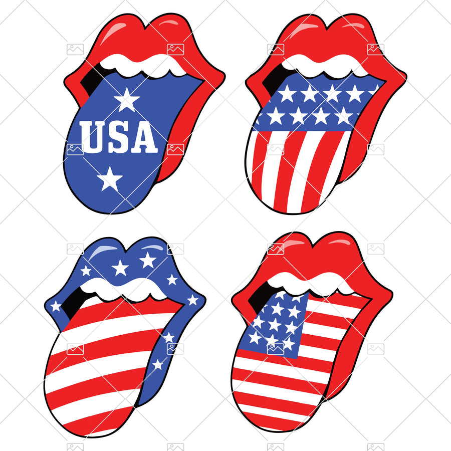 4 USA Patriotic tounge, pdf png svg jpg digital file, 4th of july, 2020 independence day, USA, cricut laser vinyl files, digital, trending