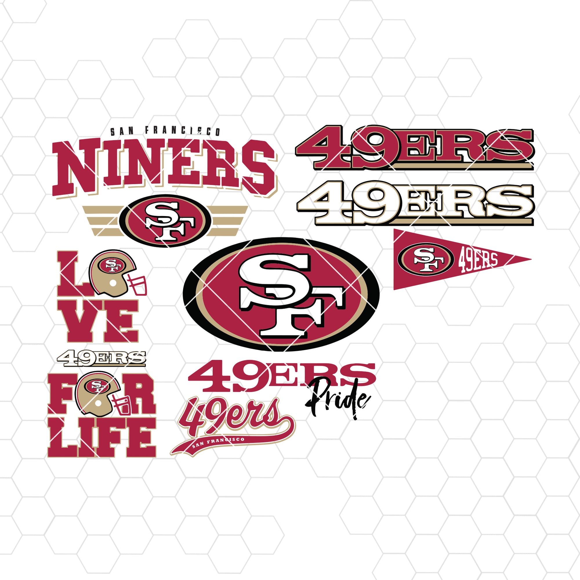 San Francisco 49ers SVG, San Francisco 49ers files, 49ers logo, football,  silhouette cameo, cricut, digital clipart, layers, png dxf ai - DoranStars