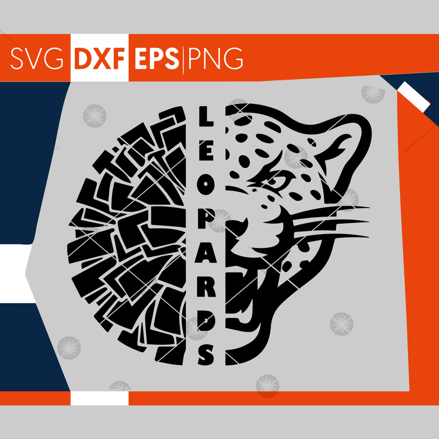 Leopards SVG, Cheerleading SVG, Leopards Cheer Svg, Leopards Cheer Pom Pom Svg, Cricut Cut Files,Silhouette Cut Files,Cutting Files