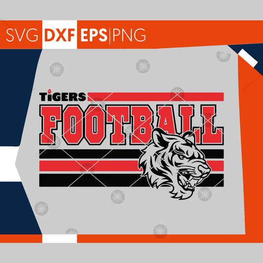 Tigers SVG, Football SVG, Tigers Football T-shirt Design, Tigers Team Spirit, Cricut Cut Files, Silhouette Cut Files, SVG Cutting Files