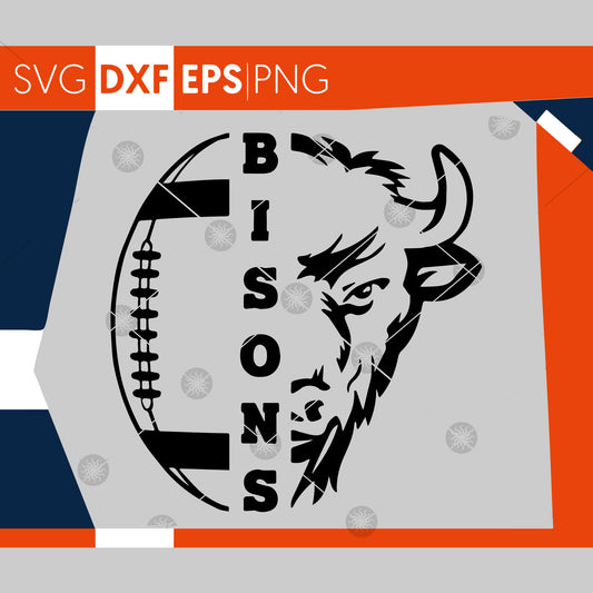 Bisons SVG, Football SVG, Bisons Football T-shirt Design, Football Mom Shirt, Cricut Cut Files, Silhouette Cut Files, SVG Cutting Files