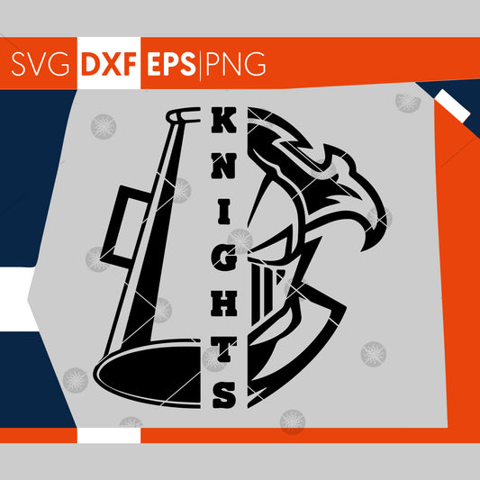 Knights SVG, Cheerleading SVG, Knights Cheer Svg, Knights Cheer Megaphone Svg, Cricut Cut Files,Silhouette Cut Files,Cutting