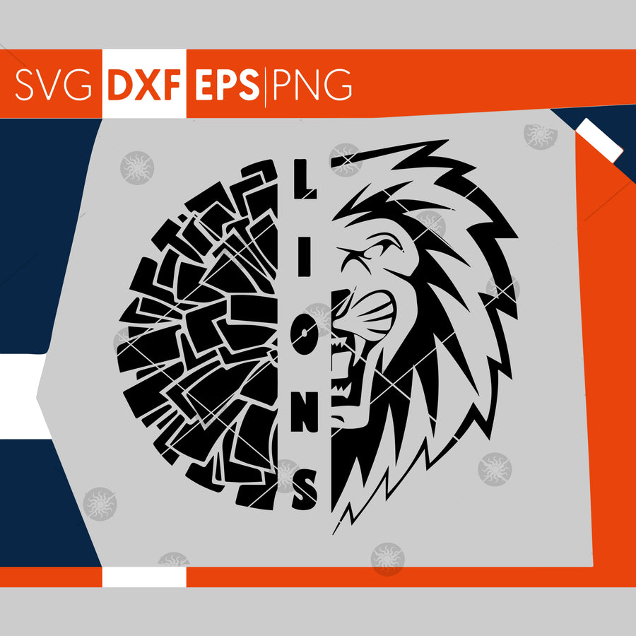 Lions SVG, Cheerleading SVG, Lions Cheer Svg, Lions Cheer Pom Pom Svg, Cricut Cut Files,Silhouette Cut Files,Cutting Files