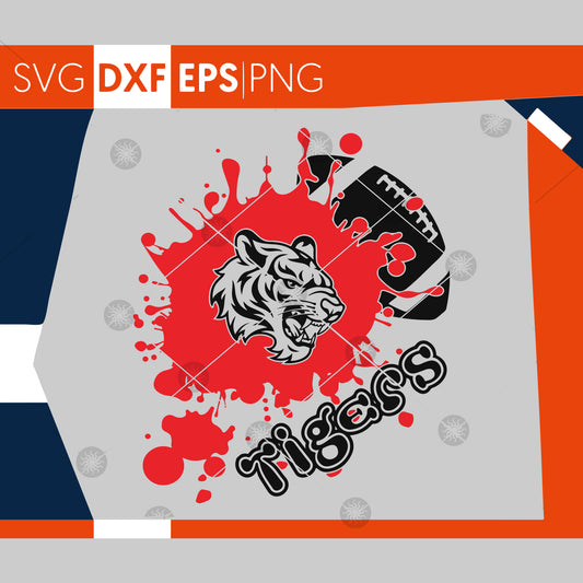 Tigers SVG, Football SVG, Tigers Football T-shirt Design, Tigers Team Spirit, Cricut Cut Files, Silhouette Cut Files, SVG Cutting Files