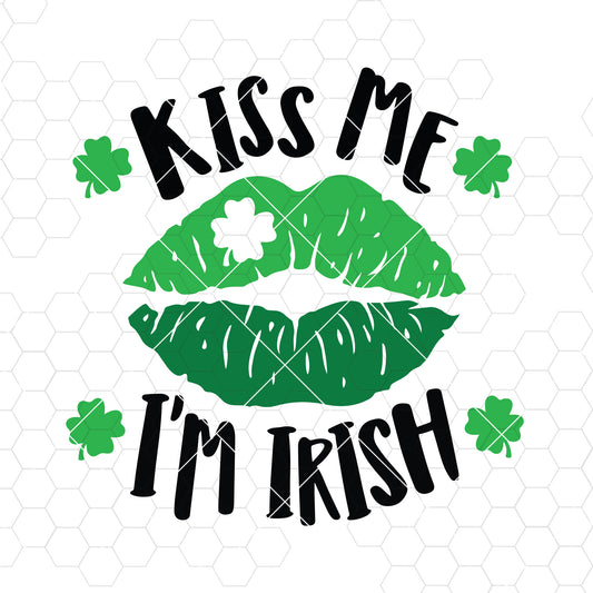 Kiss Me I'm Irish Svg, St. Patrick's Day Svg, Lips Svg, Irish Kiss Svg, Lucky Svg Dxf Png, Funny Shirt Design, Silhouette