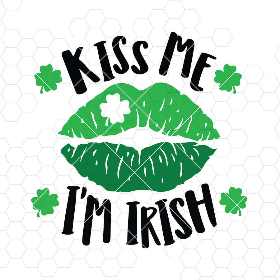 Kiss Me I'm Irish Svg, St. Patrick's Day Svg, Lips Svg, Irish Kiss Svg, Lucky Svg Dxf Png, Funny Shirt Design, Silhouette, Cricut, Cut Files