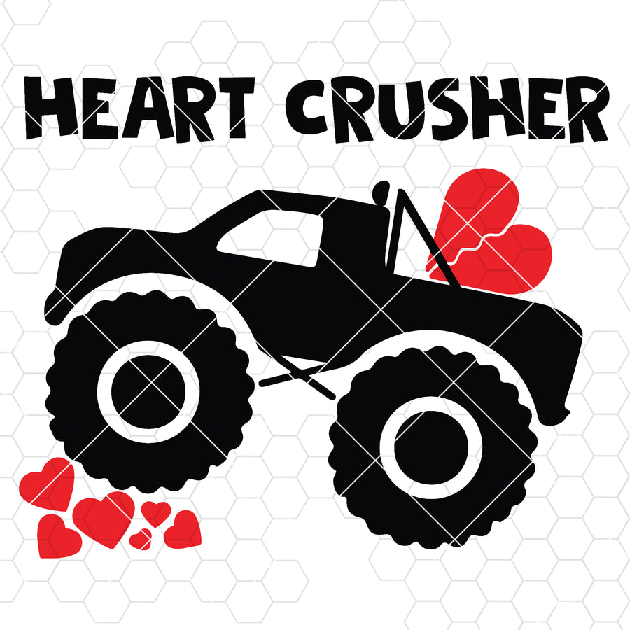 Boys Valentine's SVG file, Valentines Truck SVG cut file, Monster Truck Svg, Cricut Valentine Svg files for Shirts, Boy love Silhouette svg