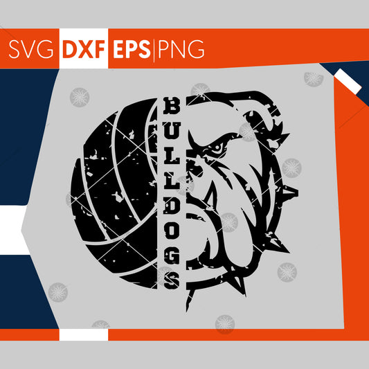 Bulldogs SVG, Volleyball SVG, Grunge Bulldogs Volleyball Design, Distressed Svg, Cricut Cut Files, Silhouette Cut