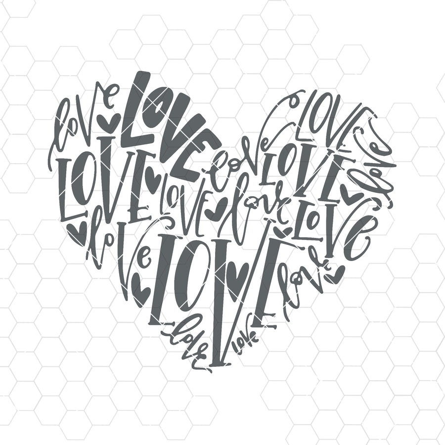 Love Heart svg, Hand Lettered Love svg, Valentine's Day svg, Valentine svg, Love svg cut file, Valentine's Shirt Cutting File