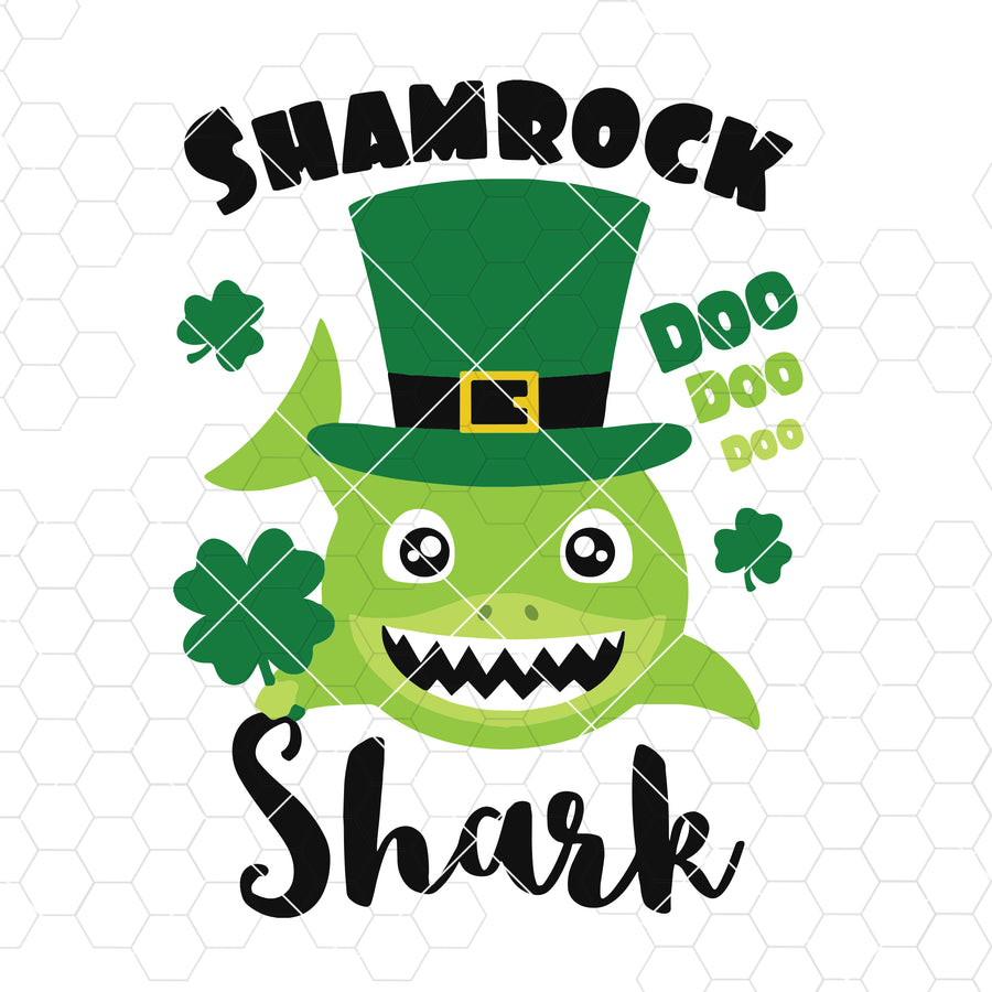 Shamrock Shark Svg, St. Patrick's Day Shark Svg, Dxf, Eps, Png, Lucky Shark with Irish Hat & Clover, St Paddy's Day Svg, Silhouette, Cricut