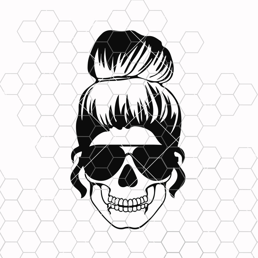 Skull with glasses svg, Mom life Skeleton svg, Skulls Silhouettes Svg, Skull svg, dxf, ai, eps, png, Skull Head, Instant Download