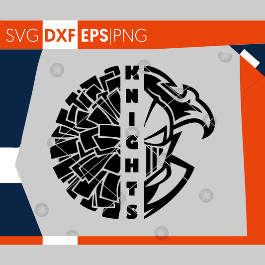 Knights SVG, Cheerleading SVG, Knights Cheer Svg, Knights Cheer Pom Pom Svg, Cricut Cut Files,Silhouette Cut Files,Cutting