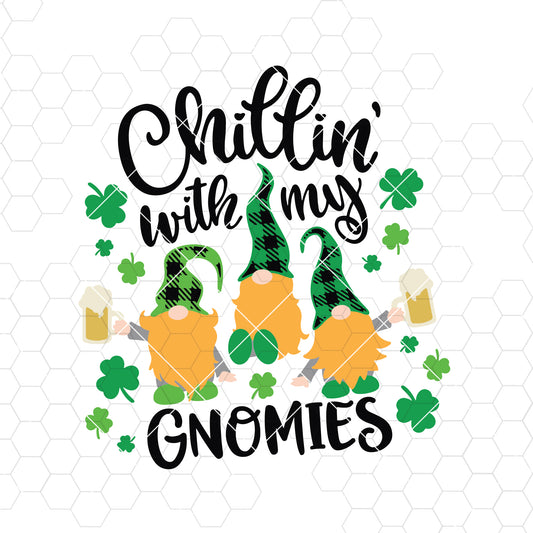 Chillin With My Gnomies Svg, St Patricks Day Svg, Gnomies Clipart, Gnome Plaid Svg, Saint Patrick's Svg, Clover Svg St