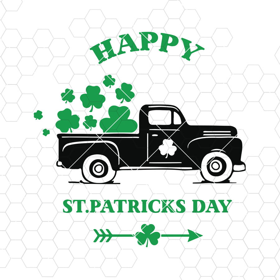 Happy St Patrick's day svg, St Patrick's day old Truck car Svg, Shamrock SVG, St Patrick's Day Svg, CriCut Files svg jpg png dxf Silhouette