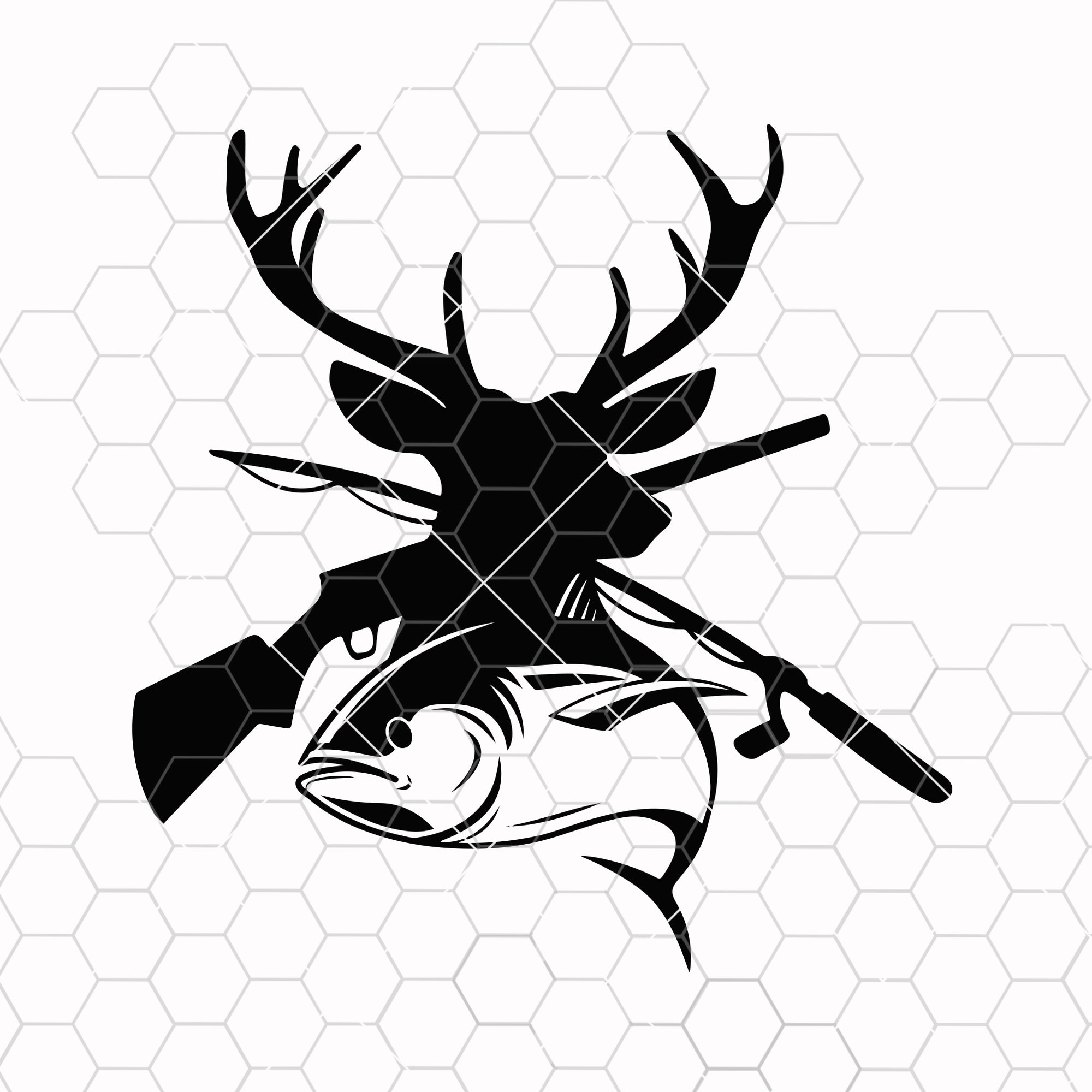 Hunting SVG, Fishing svg, Deer and Fish Svg, Png, Silhouette