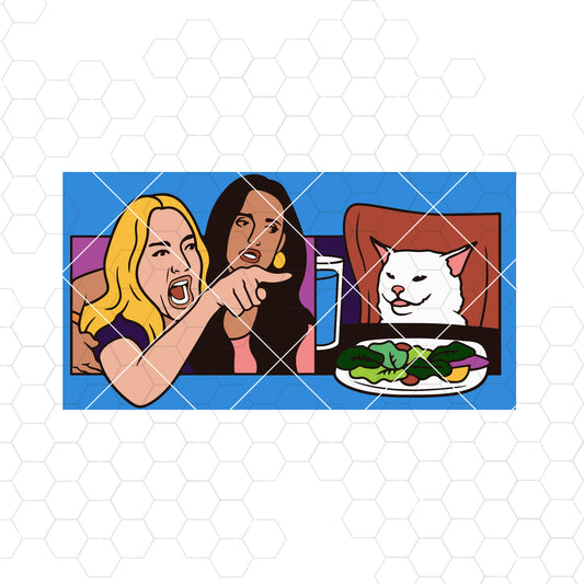 Woman Yelling at a Cat Digital Cut Files Svg, Dxf, Eps, Png, Cricut Vector, Digital Cut Files Download