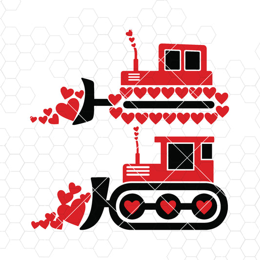 Valentine Tractor Digital Cut Files Svg, Dxf, Eps, Png, Cricut Vector, Digital Cut Files Download