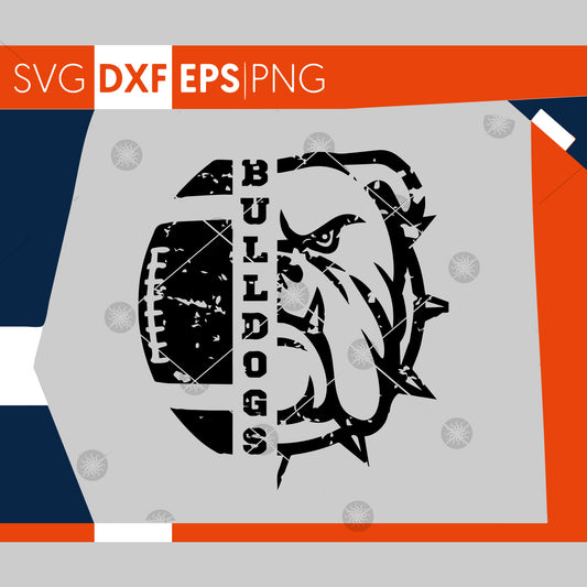 Bulldogs SVG, Football SVG, Grunge Bulldogs Football Design, Distressed Svg, Cricut Cut Files, Silhouette Cut Files, SVG