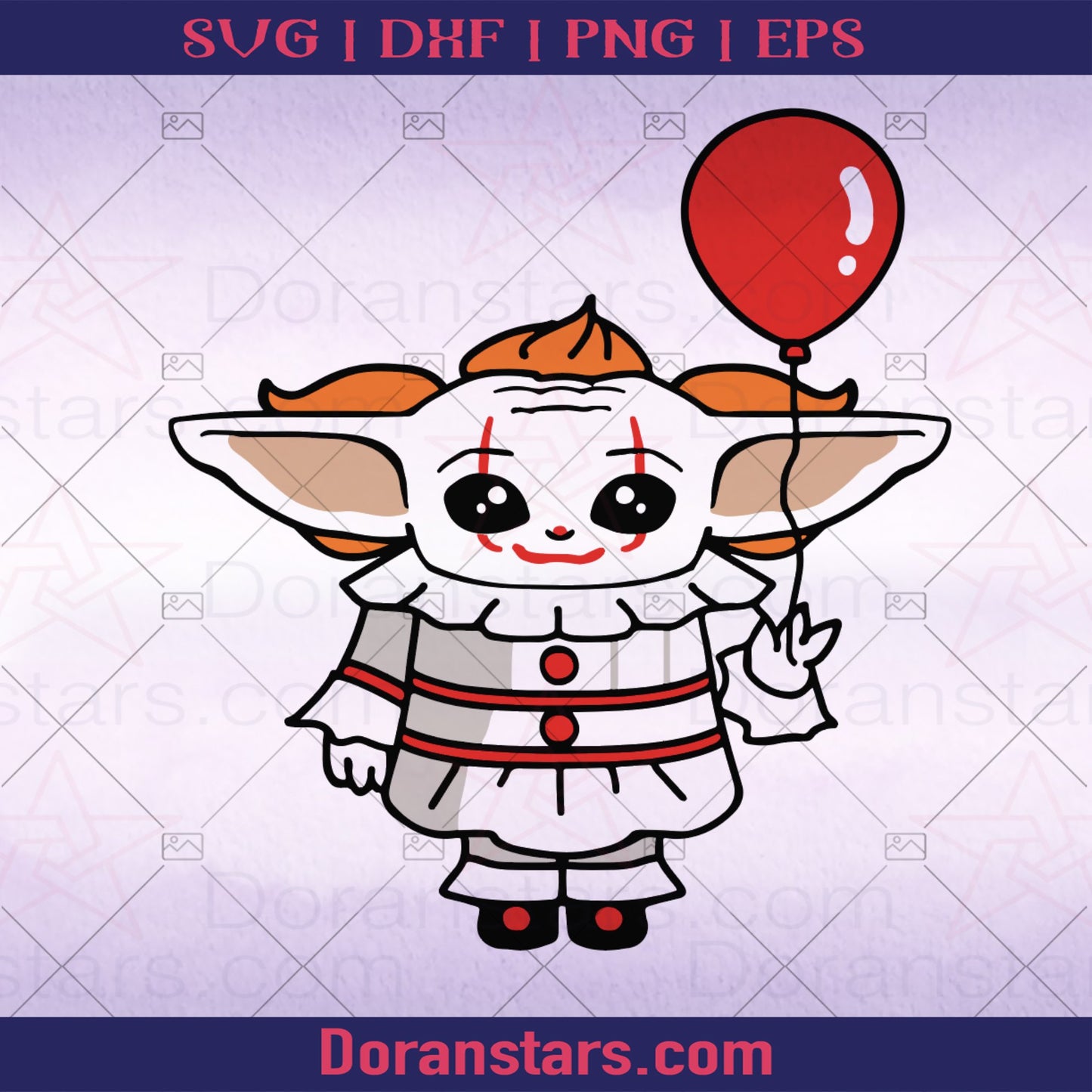Baby Yoda Pennywise Svg, Baby Yoda Halloween Costume Svg, Pennywise Svg, Yoda Halloween, Yoda Cosplay Pennywise Svg Digital Cricut Files