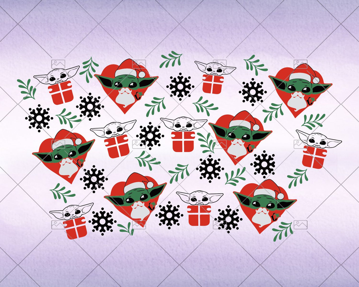 Baby Yoda Santa, Full wrap Svg for Starbucks Tumbler -  Svg for DIY, DIY Starbuck Cup Instant Download